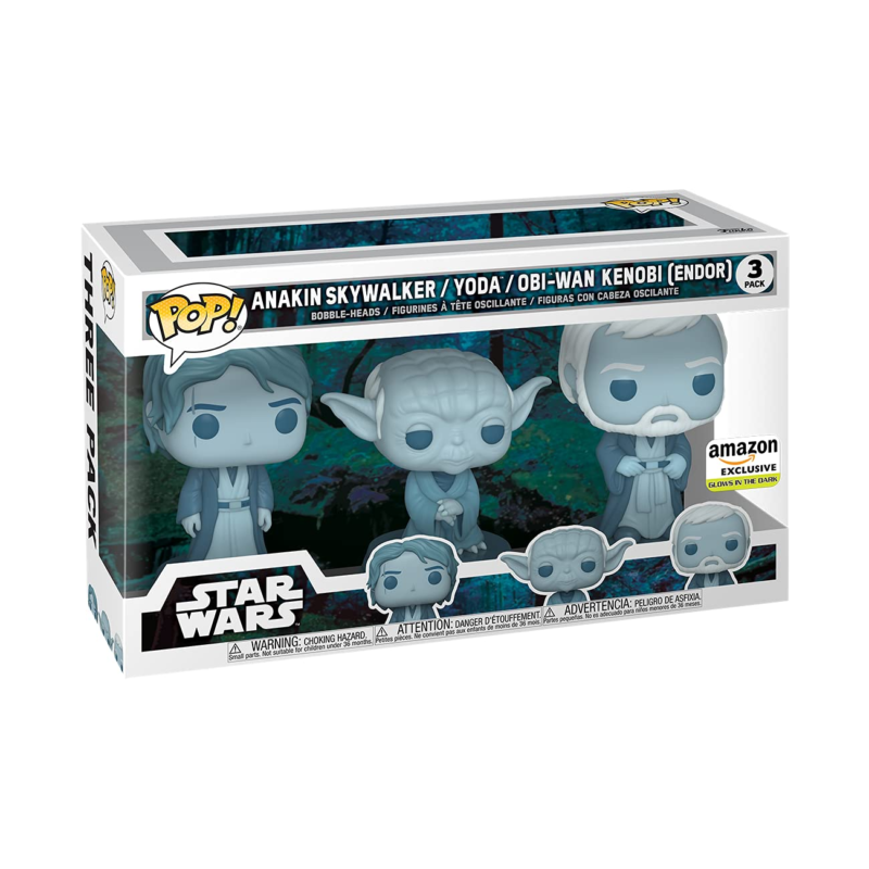 Funko Pop! Star Wars Anakin Skywalker, Yoda & Obi-Wan Kenobi (Endor) 3-Pack Glow in the Dark (Amazon Exclusive)