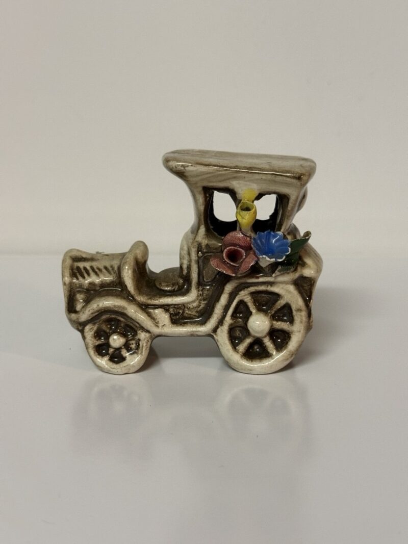 Vintage Nuova Capodimonte Flower Car Porcelain Figurine