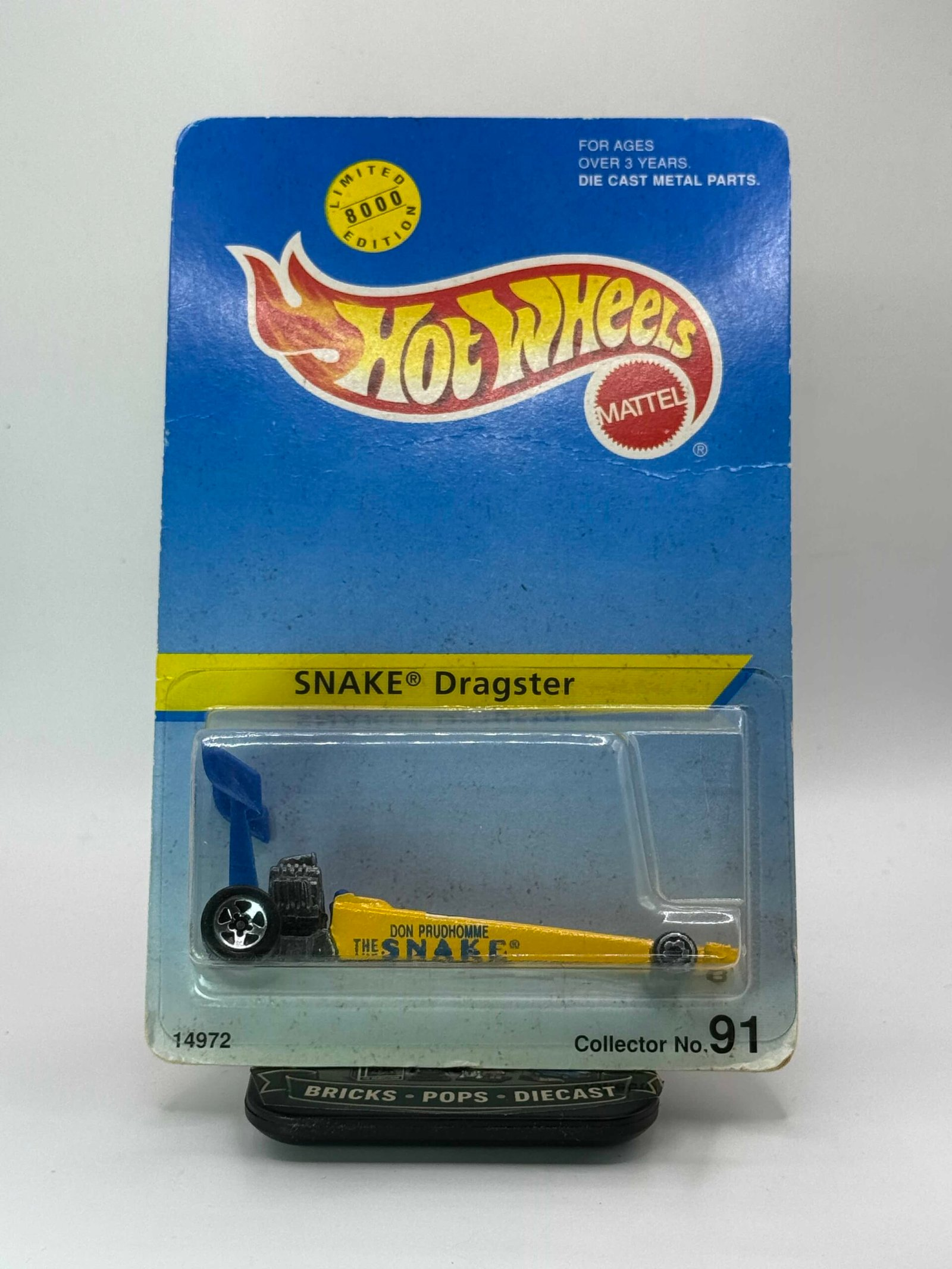 Hot Wheels Snake Dragster Prudhomme Collector #91 Limited 8000 1991 Diecast 1:64